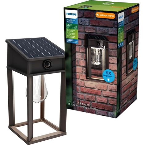 Geri Applique solaire murale UltraEfficient extérieur, Ampoule solaire remplaçable, Détecteur de mouvement, 4000K, Noir (1/5)