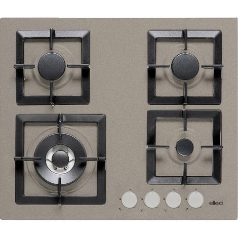 ELLECI PGSP60143WS Linea Plano 60 TCL Gas-Kochfeld 4 Zonen 1 Dreifach-Krone Seitengrills Gusseisen 60 cm 43 Taubengrau