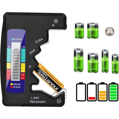 Testeur De Batterie Numérique,Testeur de batterie LCD universel pour Pile Bouton AAA/AA/C/D 1,5 V-9 V Mini Batteries (1/5)
