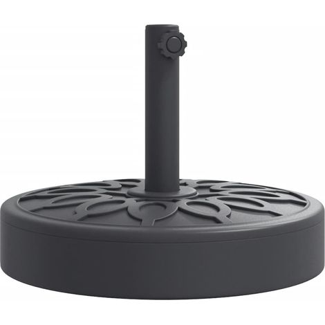 Base rotonda per ombrellone per pali da 38-48 mm 45 x 35,5 cm stabilità rinforzata design senza tempo in PE nero 020056646