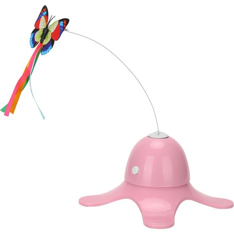 Jouet pour chat ABS interactif électrique rotatif et clignotant, simulation de papillon remplaçable, rose (1/5)