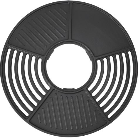 Plaque de gril ronde de 42 cm, revêtement en émail antiadhésif, grille en fonte pour intérieur et extérieur