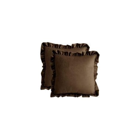 Lot de 2 Housses de Coussin à Volants Brun 45x45 cm Home Décoratif. Taie d'oreiller en Velours pour Canapé. Chambre. Voiture (1/5)
