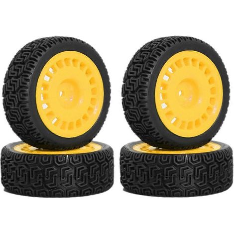 Lot de 4 pneus jaunes de 68 mm pour voitures RC 1/10 XV01, XV02, TT01, TT02 et PTG-2. (1/5)
