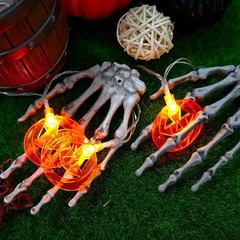 Meter lange Lichterkette mit 20 LEDs, Halloween-Kürbis-Lichterkette, Thanksgiving-3D-Laterne, orangefarbene Lichter für Innen- und Außendekorationen (1/5)