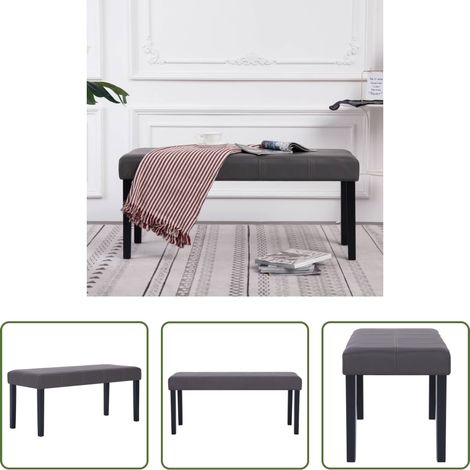 vidaXL Fauteuil en cuir artificiel - 281309 Bench 106 cm Grey Faux Leather (1/5)