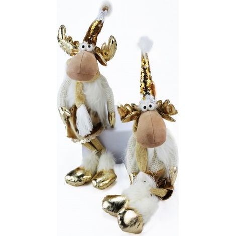 Pupazzo Renna Decorazione Natalizia Natale in Stoffa 62 cm 2 Modelli (1/2)