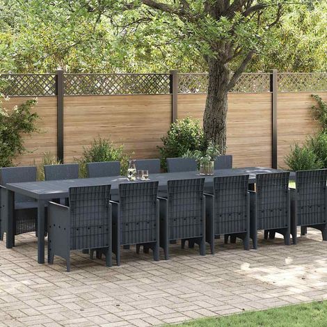 Conjunto de Comedor de Jardín 13 uds. Antracita Ratan Polt vidaXL (1/5)