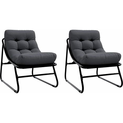 Garden Furniture with Cushion 2 pcs Black 60.5 x 81 x 71 cm vidaXL
