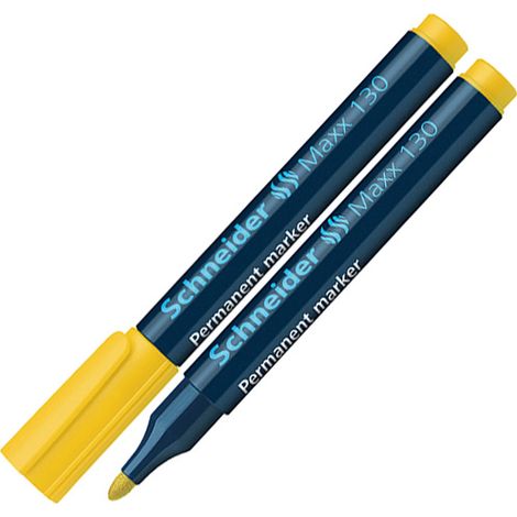 Pennarello indelebile Schneider Maxx 130, punta tonda, 1-3 mm, giallo (1/2)