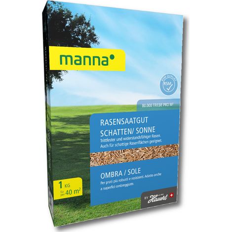 Manna Rasensamen Schattenrasen Sonnenrasen 1 kg Grassamen Rasensaat 40 m²