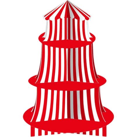 Présentoir à cupcakes de fête foraine, plateau de service rond à rayures rouges et blanches, idéal pour décorer un café ou pour les fêtes - FFY (1/4)