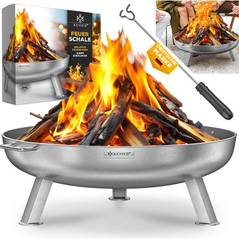 KESSER® Feuerschale Ø 60-80 cm, 2,5 mm Stahl - Feuerhaken, Edelstahl (1/5)