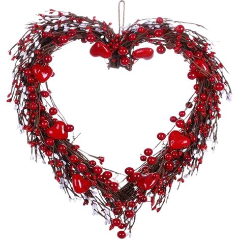 Guirlande En Forme De Coeur - Branches Naturelles Et Baies Artificielles - Décoration Intérieure Extérieure Pour Porte Mur Fenêtre - 1 Pièce (1/5)