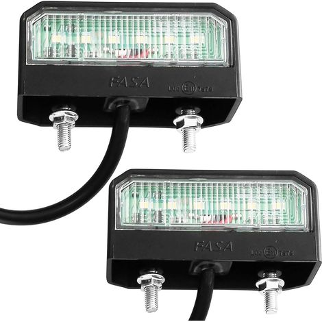 2 Pièces Éclairage Plaque Immatriculation LED 12V 24V Etanche Blanche Froide Feux Arrière de Plaque d’Immatriculation pour Remorque Voiture (1/5)