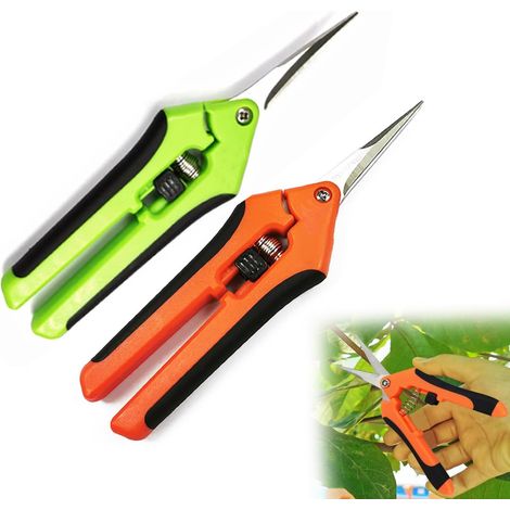 2pcs Ciseaux de Jardinage Faits à la Main, Sécateurs Précision Jardinage, Ciseaux de Jardinage en Acier Inoxydable pour les Plantes et les Fleurs(16.5cm, Orange/Vert) (1/5)