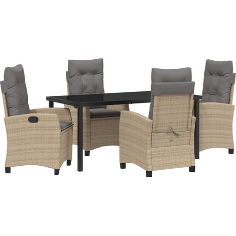 Maison Exclusive - Ensemble de salle à manger pour jardin 5 pcs Beige polyrotin (1/5)