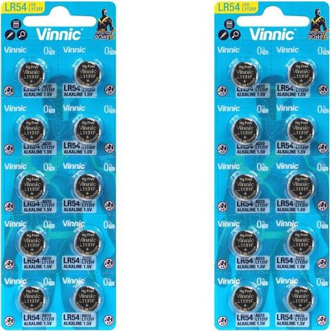 .20 piles AG10 Vinnic /L1131/LR1130/189/V10GA/RW89/D189.