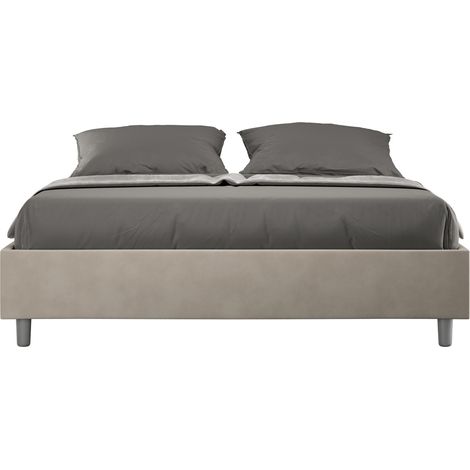 Cadre de lit 39cm en microfibre Avika - Minimalisme et Modernité Sommier-Beige-140x190-Option Sommier (1/5)