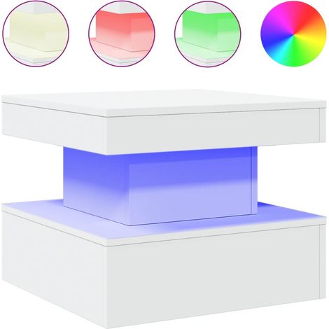 Maison Exclusive - Couchtisch mit LED-Leuchten Weiß 50x50x40 cm