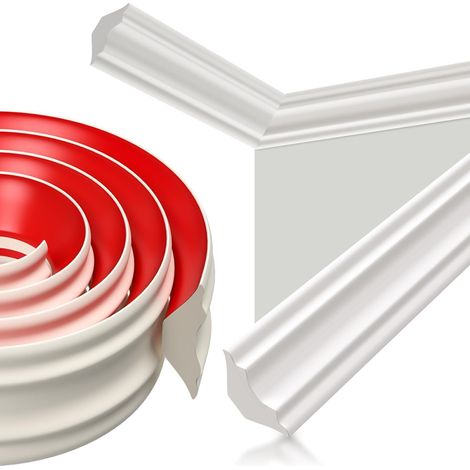 5MTPE Moulures Autocollante Flexible Bandes de Calfeutrage,13X19mm  Moulure Auto Adhesive Moulure Plafond, Moulage Flexible en Triangles Auto-Adhésif pour Bords de Murs, pour Cuisine, Plinthe (1/5)