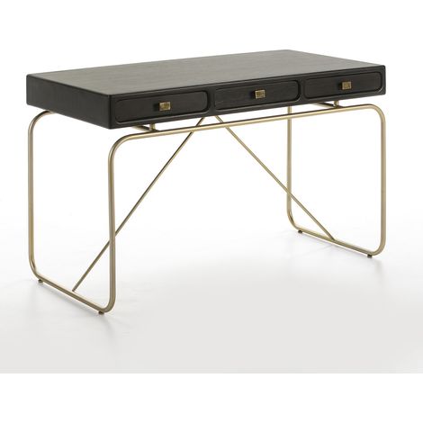 Büro 120x60x76 Gold Metal/Black Mindi Holzmöbel/Bürotische/Büros für alle Stile, um dem Haus eine Note zu verleihen (1/4)