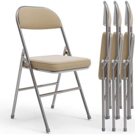 Haloyo® Lot de 4 Salon de jardin chaises pliantes assise dossier rembourrés acier synthétique, 46x41x80.3cm, jaune (1/5)