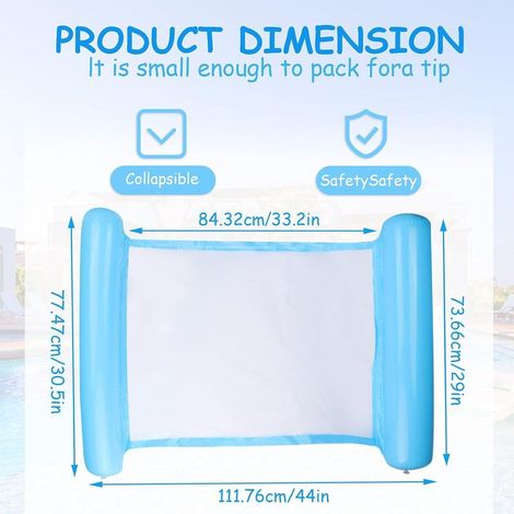 Mehrzweck-Schwimmhängematte, 4-in-1 aufblasbare Pool-Schwimmhilfe, neigbare Schwimmhängematte, faltbare Mehrzweck-Wasserhängematte, tragbare Schwimmhängematte, ultraleichte Schwimmhilfe (Blau) (1/5)