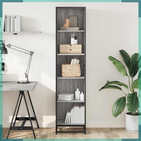 Bibliothèque - 849142 - Sonoma gris - Bois d'ingénierie & métal - 40 x 35 x 170,5 cm (1/5)