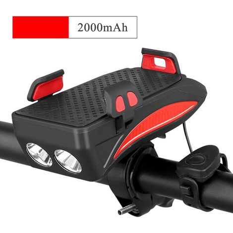 Luce LED per bicicletta ricaricabile tramite USB Toivize – Diverse modalità – Clacson e supporto per telefono – Impermeabile – Per la guida in città e di notte (1/5)