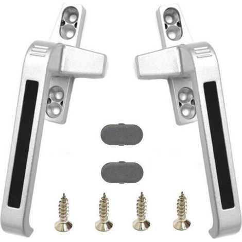 Poignée de fenêtre verrouillable Poignée de porte et de fenêtre - Accessoires de fenêtre en aluminium - 2 pièces (main gauche, main droite) (1/4)