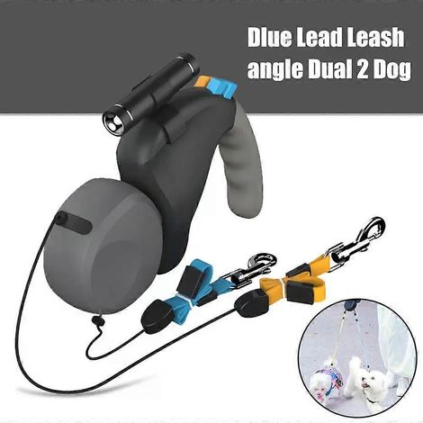 Doppelleine für 2 Hunde, einziehbar, verstellbar, mit Licht, drehbar (1/4)