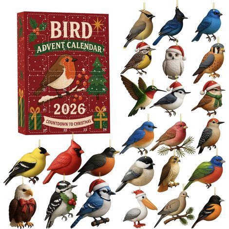 Dekorativer Anhänger aus Acryl mit Wildvogelmotiv, 24-Tage-Countdown, Weihnachtsüberraschungsbox (1/5)