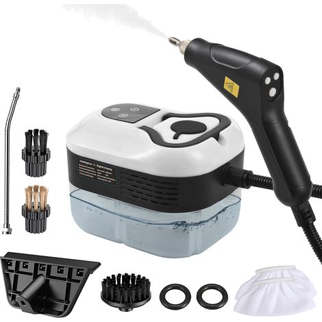 Tragbarer Dampfreiniger mit 6 Zubehörteilen, 6-stufigem Touchscreen, 105 °C/221 °F, Handbedienung, 1200 ml/40,5 oz Tank für Sofas, Fenster und Küchen (1/5)
