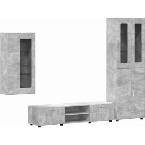 TV-Schrankset mit Regal FLORIN 3 pcs Beton Grau Holzwerkstoff vidaXL