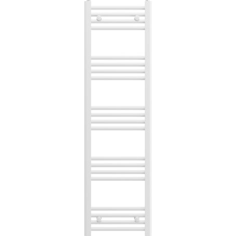 Radiateur de salle de bains Granitan Breno 40x140 cm blanc sèche-serviettes 464 W acier. (1/4)