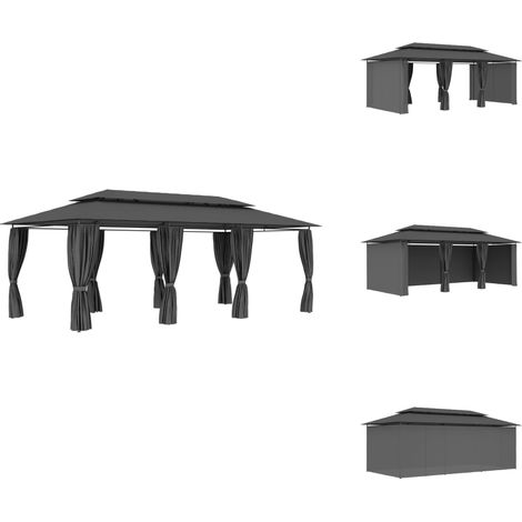 Pavillon mit Vorhängen 600x298x270 cm Anthrazit - Gartenzelt - Partyzelt - Pavillon - Außengarten - Sommergarten (1/5)
