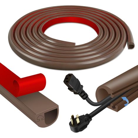 Goulotte Passe Cable Mural Cache Cable TV Mural adhésive Cache Fil Electrique Flexible Passe Fil en Silicone goulotte Electrique (Marron, 22mm×10mm×3m) (1/5)