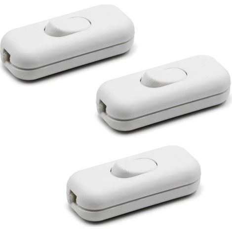 Pack de 3 Interrupteurs Unipolaires pour Lampe de Table Blanc 2A 250V Installation Facile Basculant On/Off (1/4)