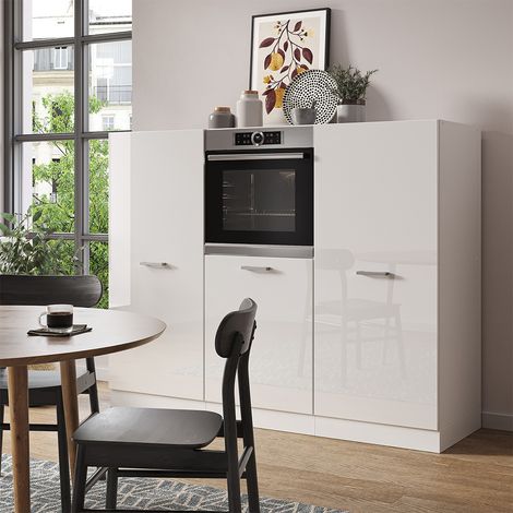 Cucine componibili piccole R-Line, Bianco lucido/bianco, 180 cm senza piano di lavoro, Vicco