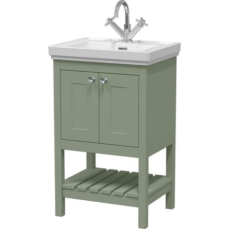 500mm Bathroom Vanity Unit Wash Basin Sink Cabinet Furniture Green Traditional (1/5)
