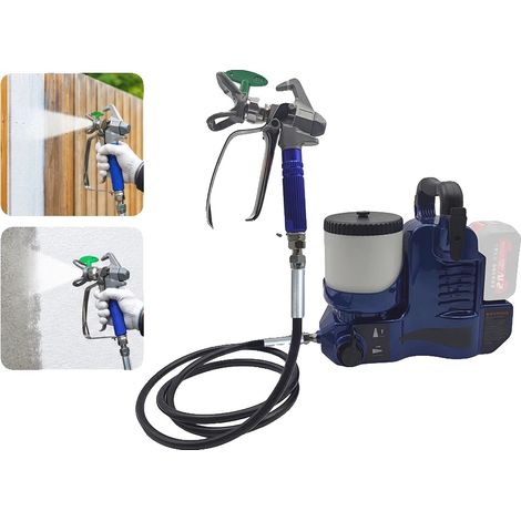 Pistolet à peinture mural haute pression sans fil, Débit d'air jusqu'à 1 L/min, Moteur sans balais de 650W, Compatible avec les systèmes de batterie 21V, Dimensions 30 x 20 x 10 cm, Poids d'environ 2  (1/5)