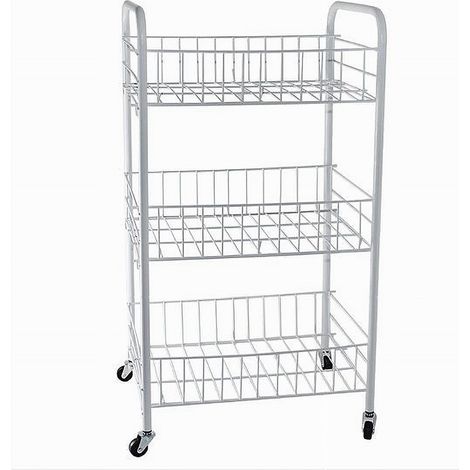 Trade Shop - Badezimmerwagen aus Metall, 3 Regale mit Rädern, 52531 -