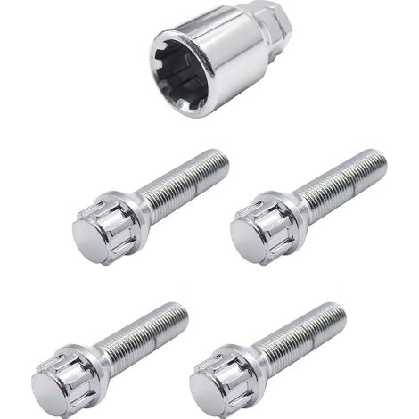 BRA/70 Satz mit 4 Diebstahlsicherungsbolzen – Diebstahlsicherungsbolzen für Räder, Schlüsselweite 17–19, M14x1,5, Länge 50 mm (1/5)