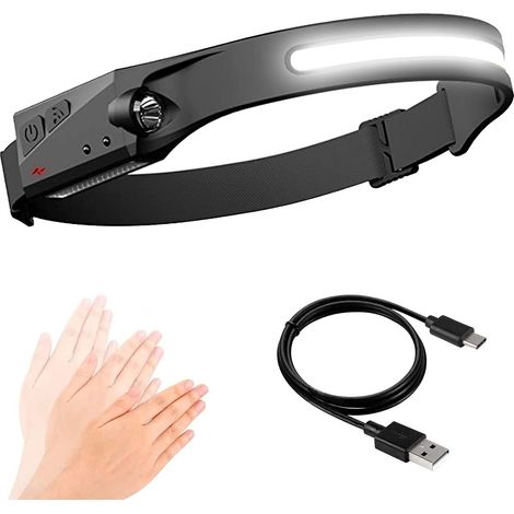 EASYCOMFORT Lampes frontales à LED, lampe frontale rechargeable par USB avec 5 modes, lampes de camping pour adultes, lampe de poche légère pour la course, la pêche (1/5)