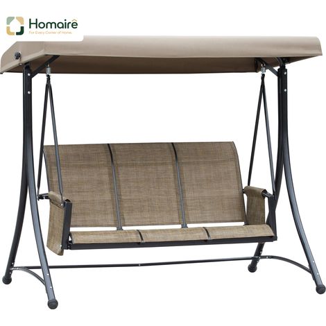 HOMAIRE Hollywoodschaukel 3-Sitzer mit Seitentasche, verstellbarem Sonnendach, 300kg Belastung für Garten und Terrasse (1/5)