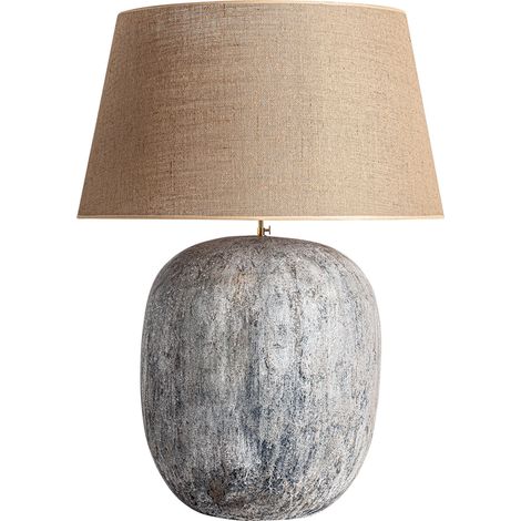 Lampe à poser scandinave en béton et jute - gris béton et jute brun clair (1/4)