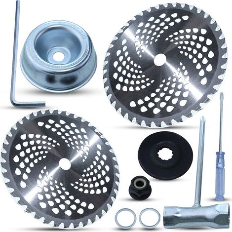 Lames pour coupe-bordures à pointe en carbure Adefol avec kit d'adaptateur universel pour Weed Eater, coupe-bordures, Tête de débroussailleuse en acier inoxydable Compatible avec Husqvarna Stihl Ego e (1/5)