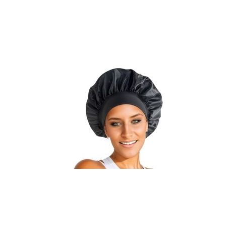 Générique Bonnet Satin, Protection des Cheveux Longs, bouclés ou crépus, pour Femme, Protection Cheveux Nuit, Bonnet Soie Cheveux (Noir) (1/5)