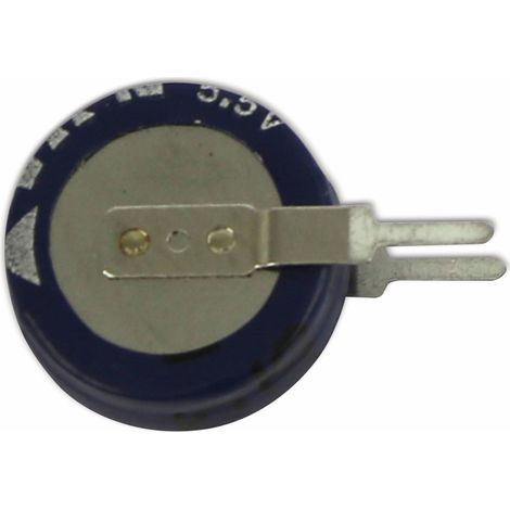 Supercondensateur, 0.22F, 5.5V c.c., Traversant, 11.5 (Dia.) x 12.7mm, pas de 5mm, -25 °C +70 °C. (1/2)